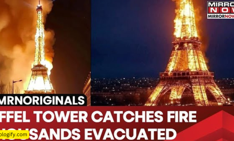 paris eiffel tower fire